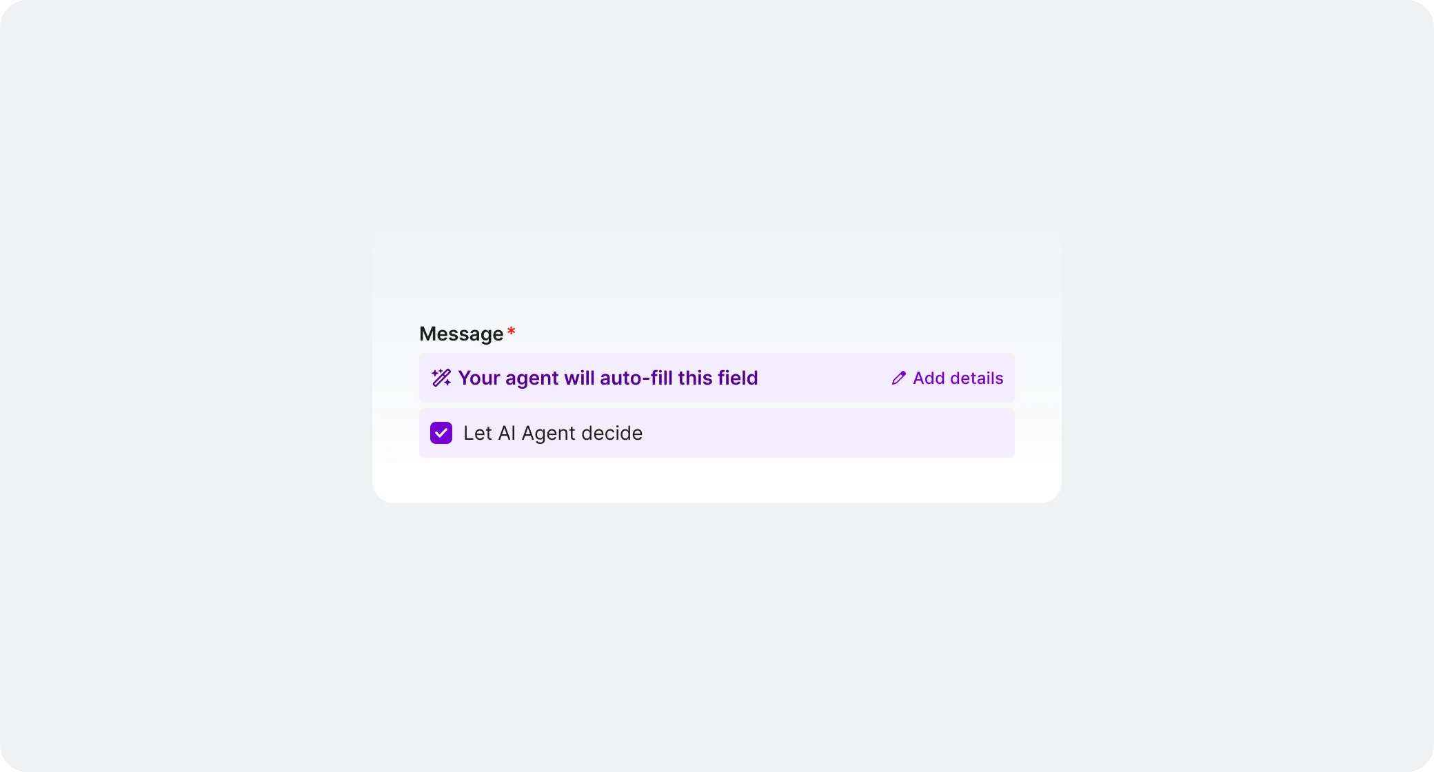 A tool field offering the choice to let the AI Agent decide its value at runtime